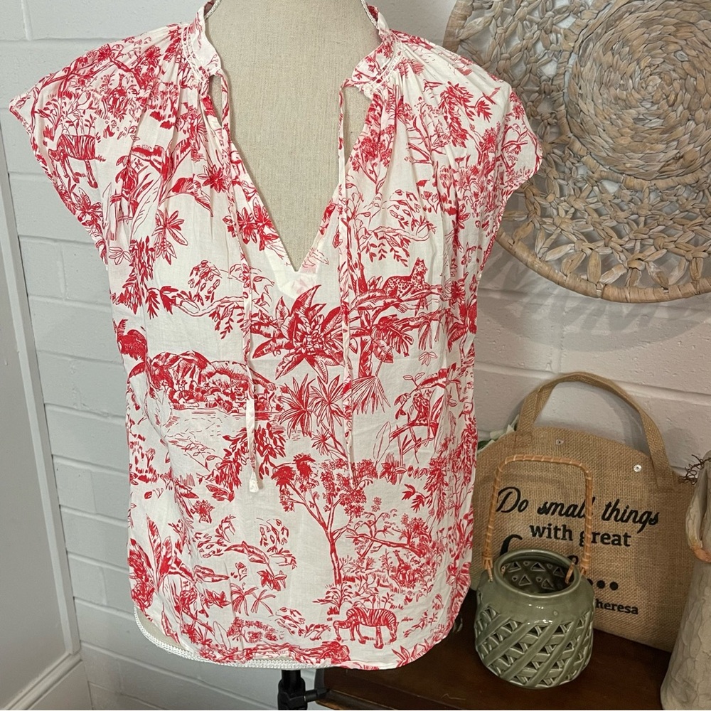 H&M Red Floral Print Breathable XS Women’s Blouse